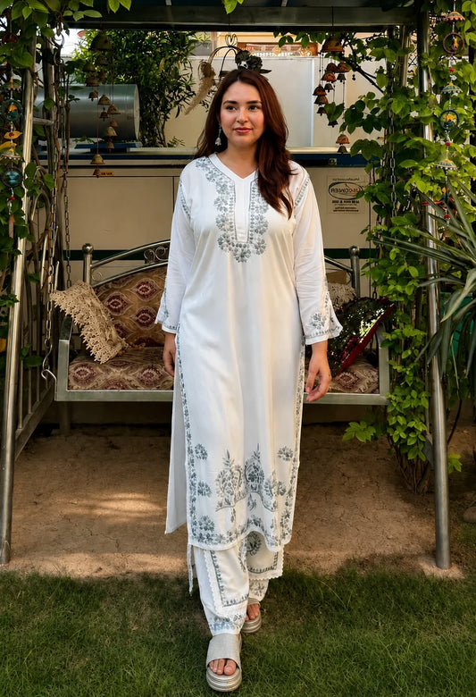 Nooré Ivory Double Layered Palazzo Set